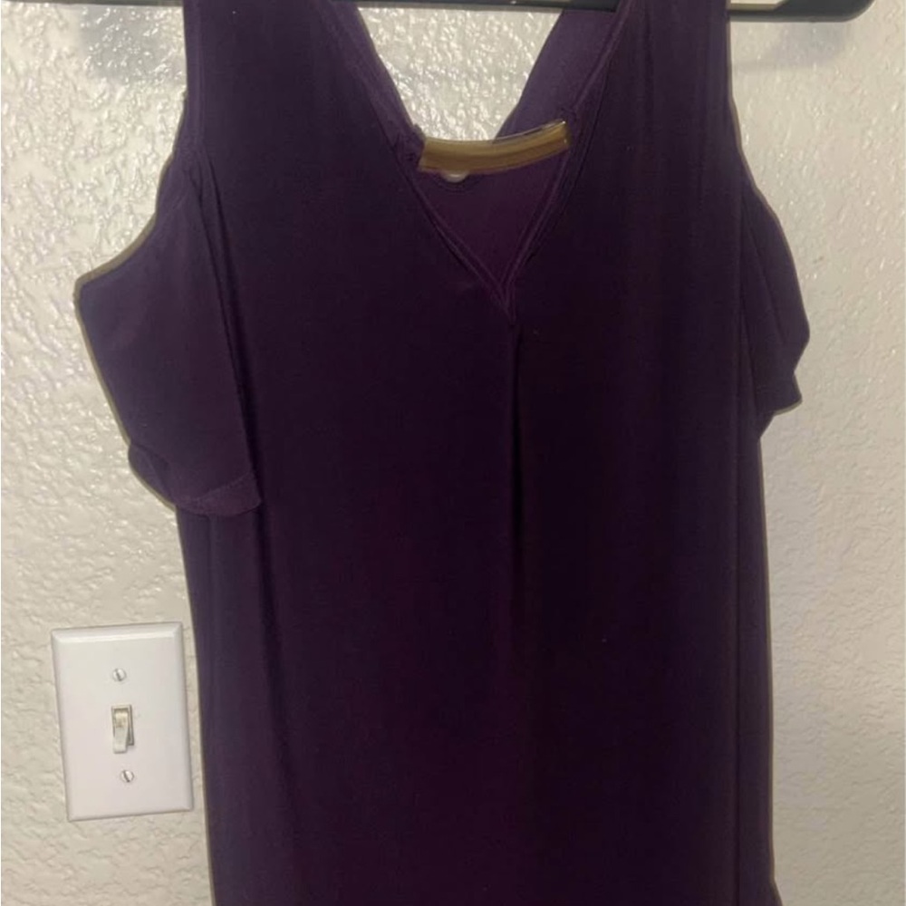 AUW Purple Asymmetrical Cut Out Tank Top